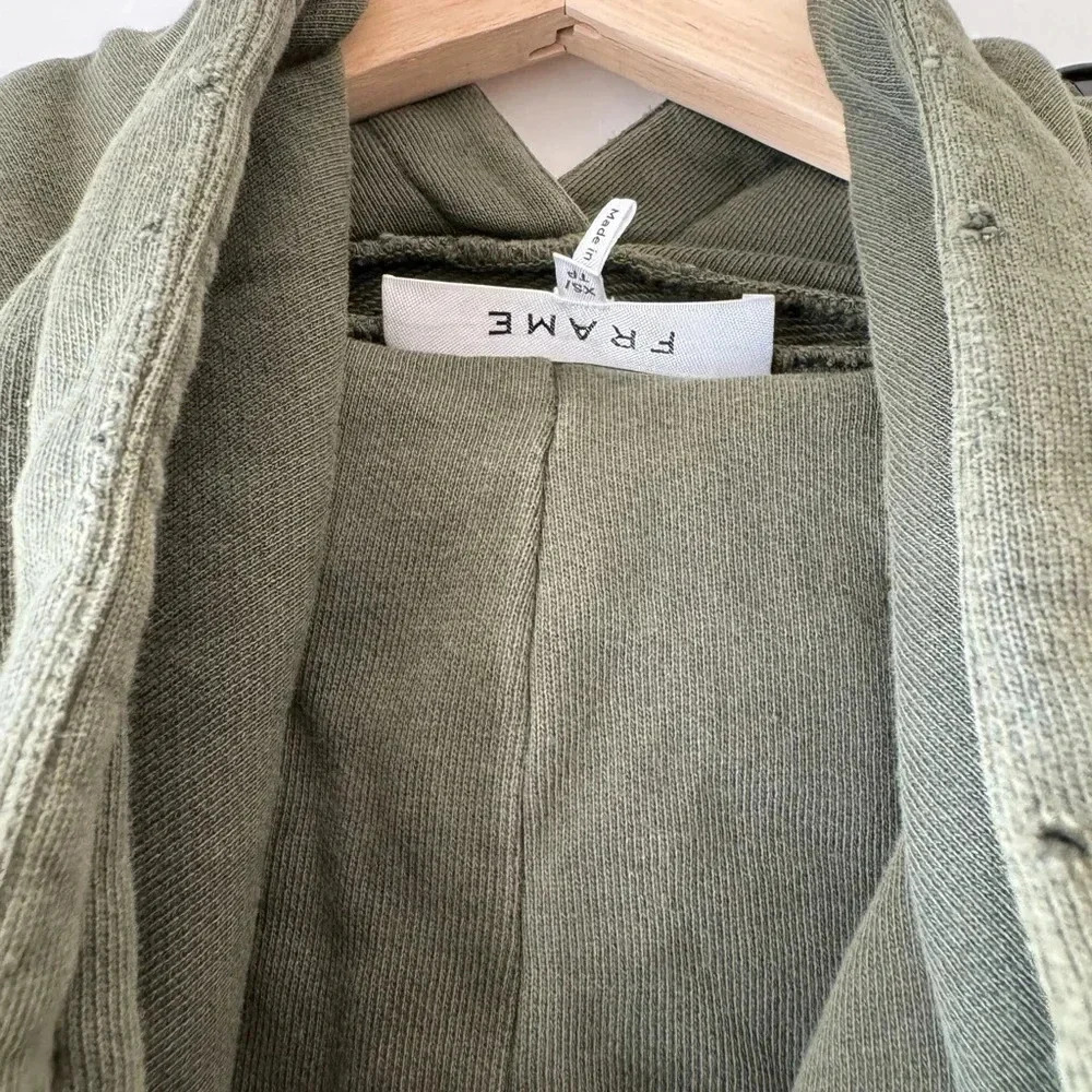 FRAME DENIM EUC Easy Organic Cotton Cropped Hoodie Joggers Set XS Forest Green - Picture 14 of 16